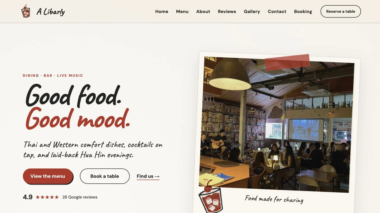 A Libarly website homepage