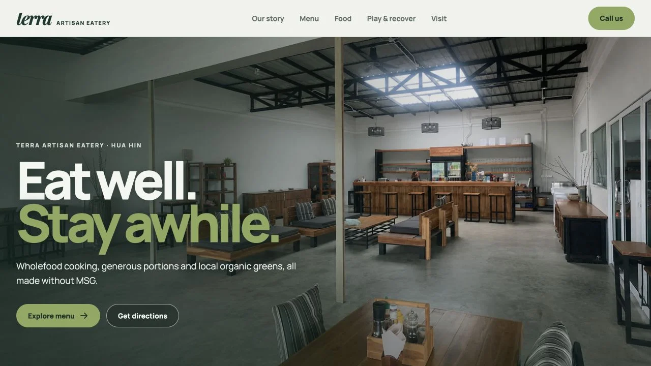 Terra Artisan Eatery website homepage