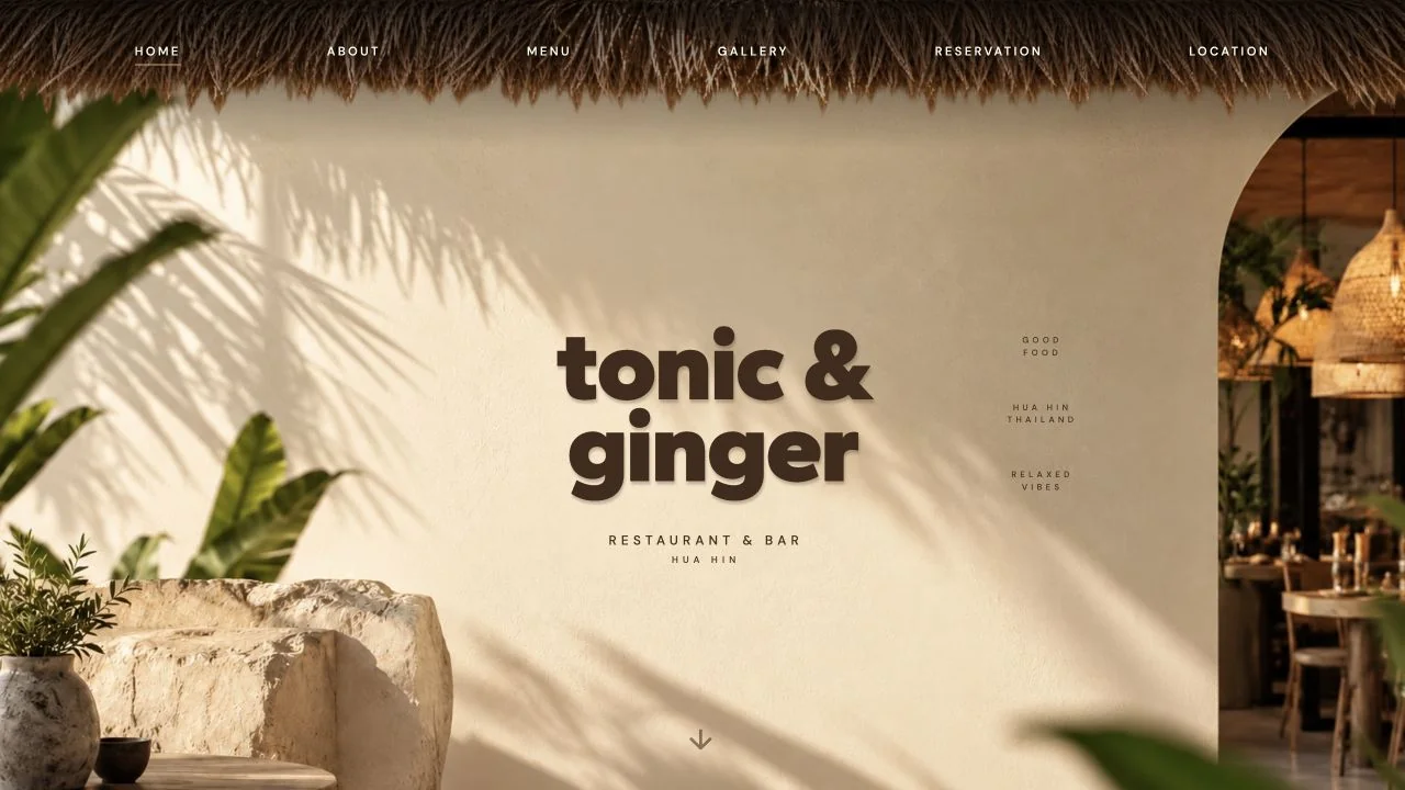 Tonic & Ginger website homepage
