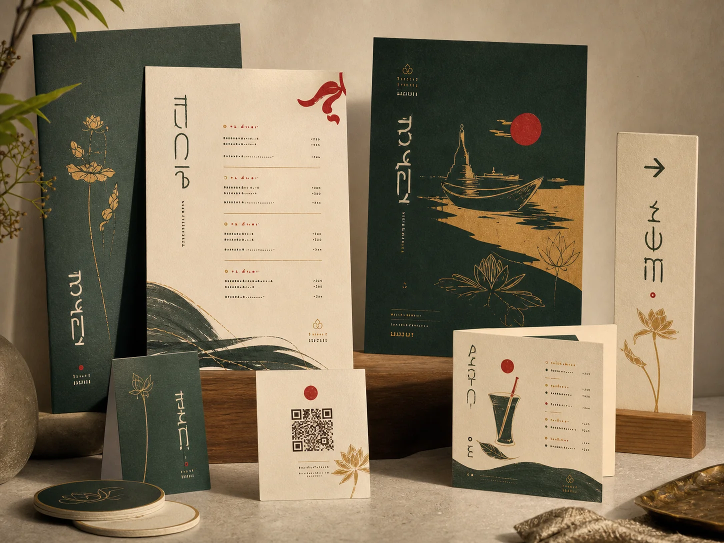 Restaurant menus, table cards and hospitality print design